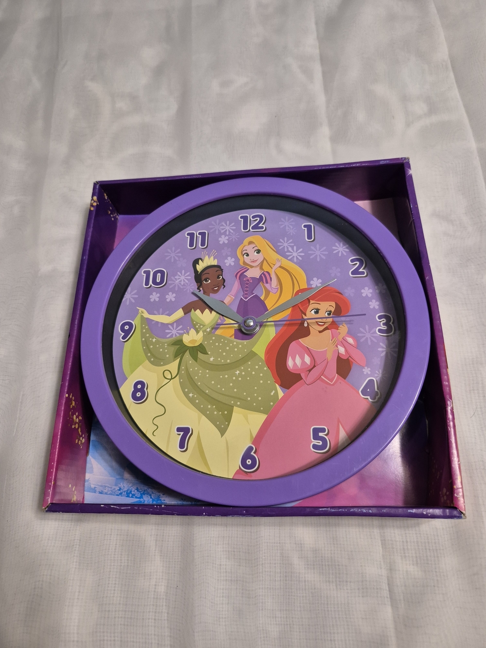 NWOT Purple Princess Wall Clock for Kids - Disney Princess Design